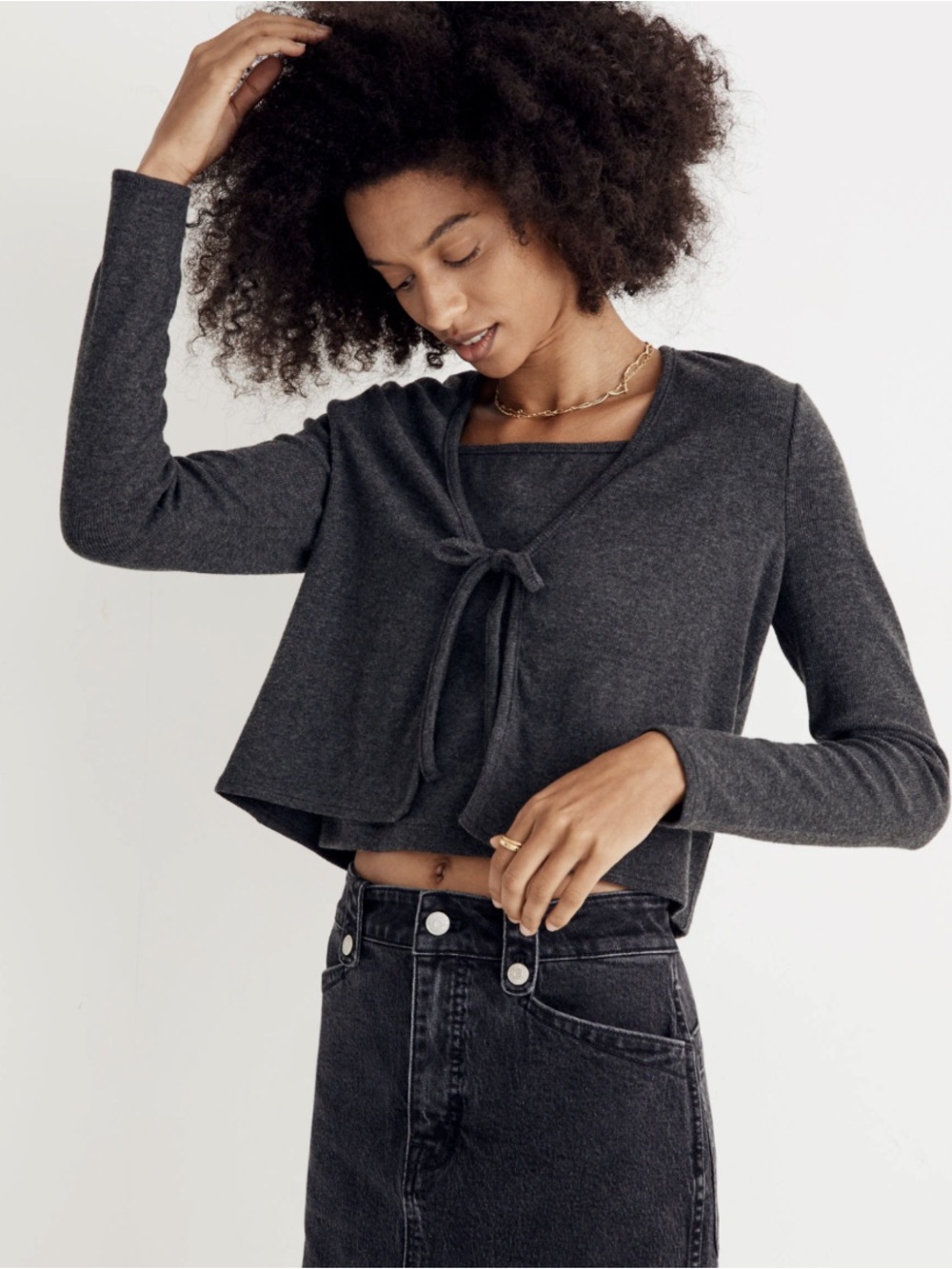 Madewell Charcoal Ribbed Crewneck Sweater